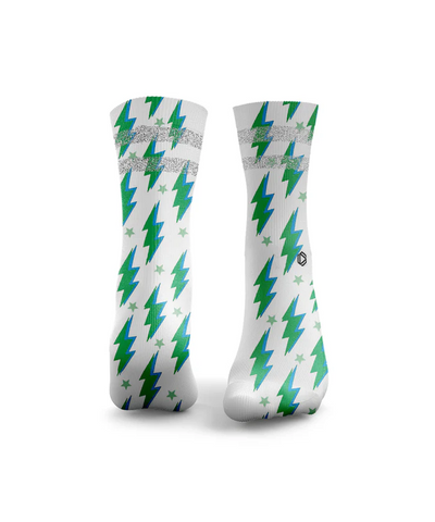 HEXXEE Lightning Bolts Reflective Socks Green