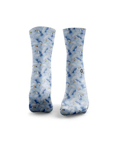 HEXXEE Blue Palm Birds Socks