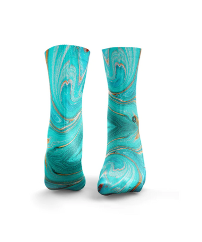HEXXEE Marble Socks Aqua Blue & Gold
