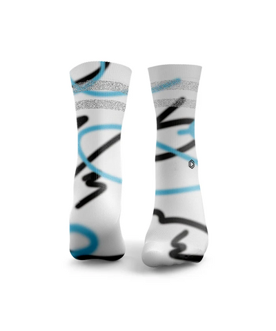 HEXXEE Squiggle Lines Reflective Socks Blue/Black