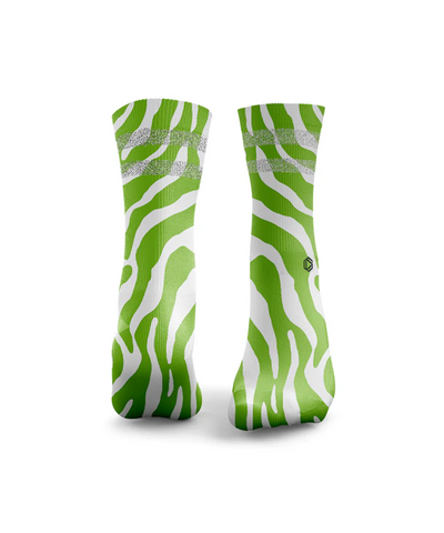 HEXXEE Zebra Print Bright Reflective Socks Green