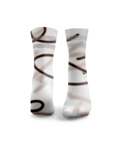 HEXXEE Squiggle Lines Reflective Socks Brown/Cream
