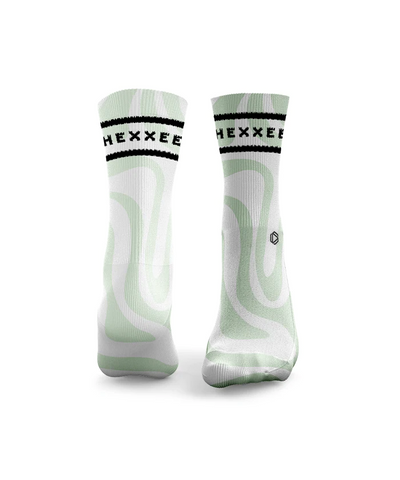 HEXXEE 'Swirls 2 Lines' Green Socks