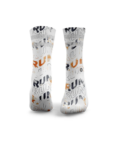 HEXXEE Run Run Run Tie Dye Socks Orange/Grey