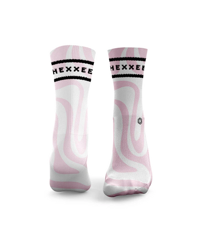 HEXXEE 'Swirls 2 Lines' Pink Socks