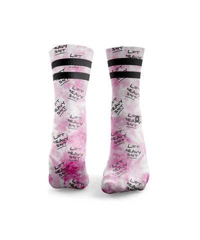 HEXXEE 'Lift Heavy Sh*t Tie Dye' Socks Pink