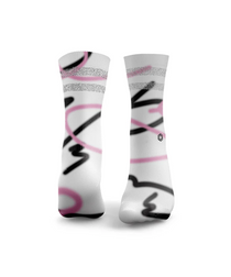 HEXXEE Squiggle Lines Reflective Socks Pink & Black