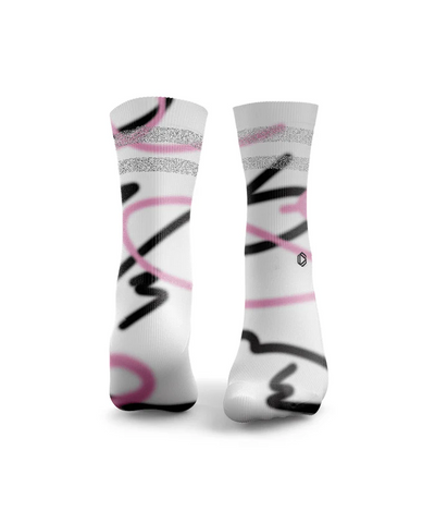 HEXXEE Squiggle Lines Reflective Socks Pink & Black