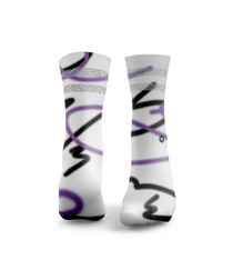 HEXXEE Squiggle Lines Reflective Socks Purple/Black