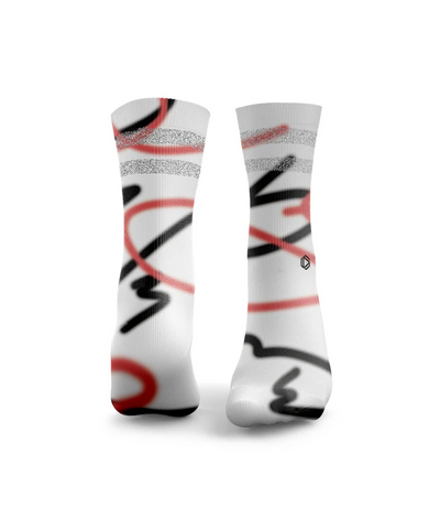 HEXXEE Squiggle Lines Reflective Socks Red/Black