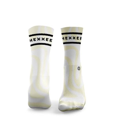 HEXXEE 'Swirls 2 Lines' Yellow Socks