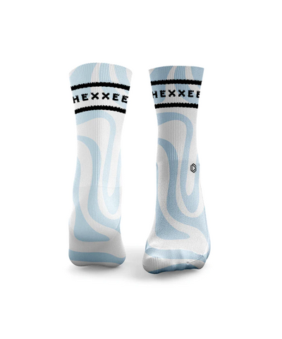 HEXXEE 'Swirls 2 Lines' Blue Socks