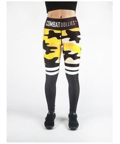 Combat Dollies Yellow Camo Stripe Fitness Leggings
