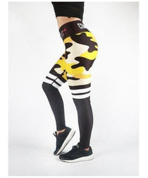 Combat Dollies Yellow Camo Stripe Fitness Leggings