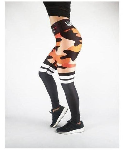 Combat Dollies Orange Camo Stripe Fitness Leggings