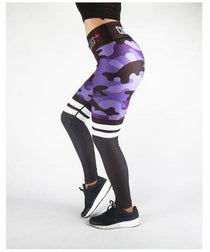 Combat Dollies Purple Camo Stripe Fitness Leggings