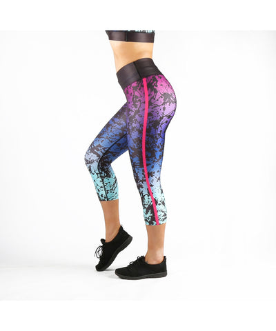 Combat Dollies Black Splatter Fitness Capri Leggings