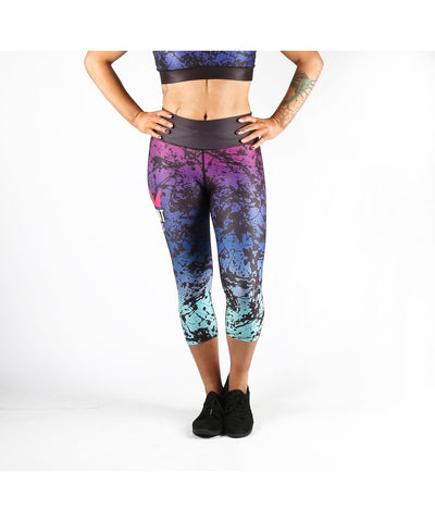 Combat Dollies Black Splatter Fitness Capri Leggings