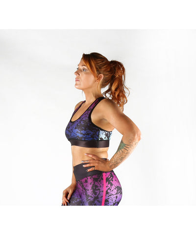 Combat Dollies Black Splatter Sports Bra