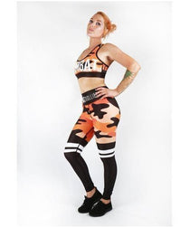 Combat Dollies Orange Camo Sports Bra