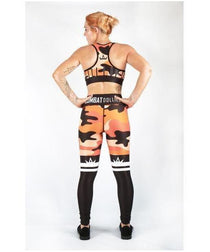 Combat Dollies Orange Camo Sports Bra