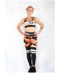 Combat Dollies Orange Camo Sports Bra