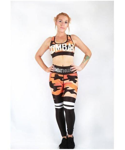 Combat Dollies Orange Camo Sports Bra
