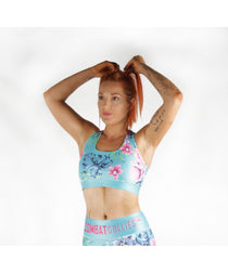 Combat Dollies Tropical Blue Cross-Back Sports Bra