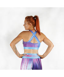 Combat Dollies Pink Grid Cross-Back Sports Bra