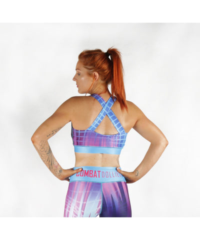 Combat Dollies Pink Grid Cross-Back Sports Bra