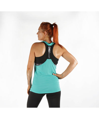 Combat Dollies T-Back Tank Top Teal