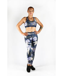 Combat Dollies Navy Peonies Sports Bra
