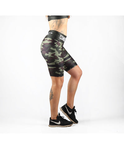 Combat Dollies Caged Camo Midi Shorts