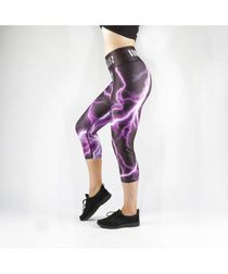 Combat Dollies Purple Lightning Capri Fitness Leggings