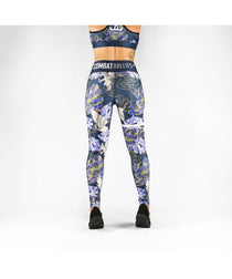 Combat Dollies Navy Peonies Fitness Leggings