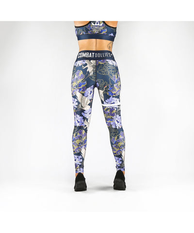 Combat Dollies Navy Peonies Fitness Leggings