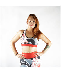 Combat Dollies Tumbling Peonies Sports Bra