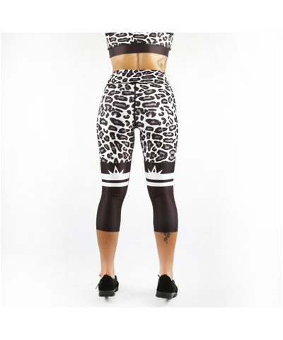 Combat Dollies Snow Leopard Print Capri Fitness Leggings