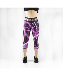 Combat Dollies Purple Lightning Capri Fitness Leggings