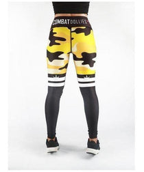 Combat Dollies Yellow Camo Stripe Fitness Leggings