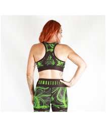 Combat Dollies Green Swirls Sports Bra