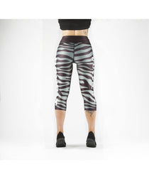 Combat Dollies Grey Zebra Capri Fitness Leggings