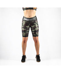 Combat Dollies Caged Camo Midi Shorts