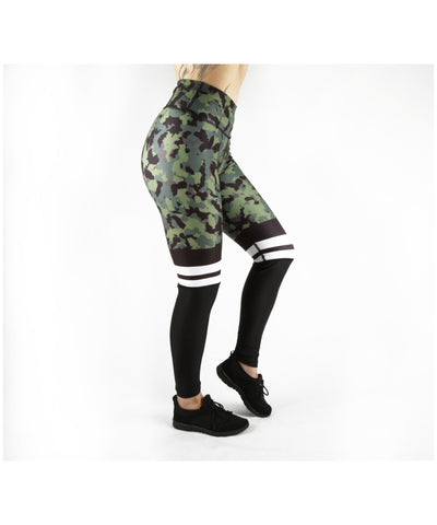 Combat Dollies Khaki Camo Half Mesh Fitness Leggings