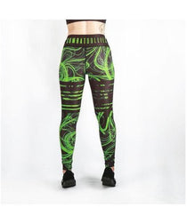 Combat Dollies Green Swirls Fitness Leggings