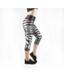 Combat Dollies Grey Zebra Capri Fitness Leggings