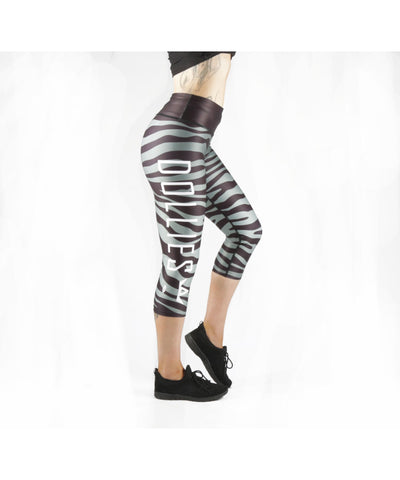 Combat Dollies Grey Zebra Capri Fitness Leggings