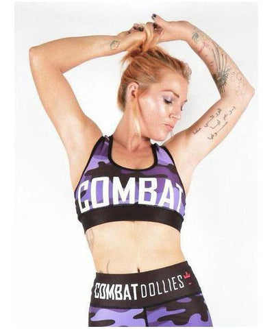 Combat Dollies Purple Camo Sports Bra