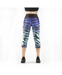 Combat Dollies Blue Zebra Capri Fitness Leggings