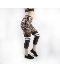 Combat Dollies Leopard Print Capri Fitness Leggings
